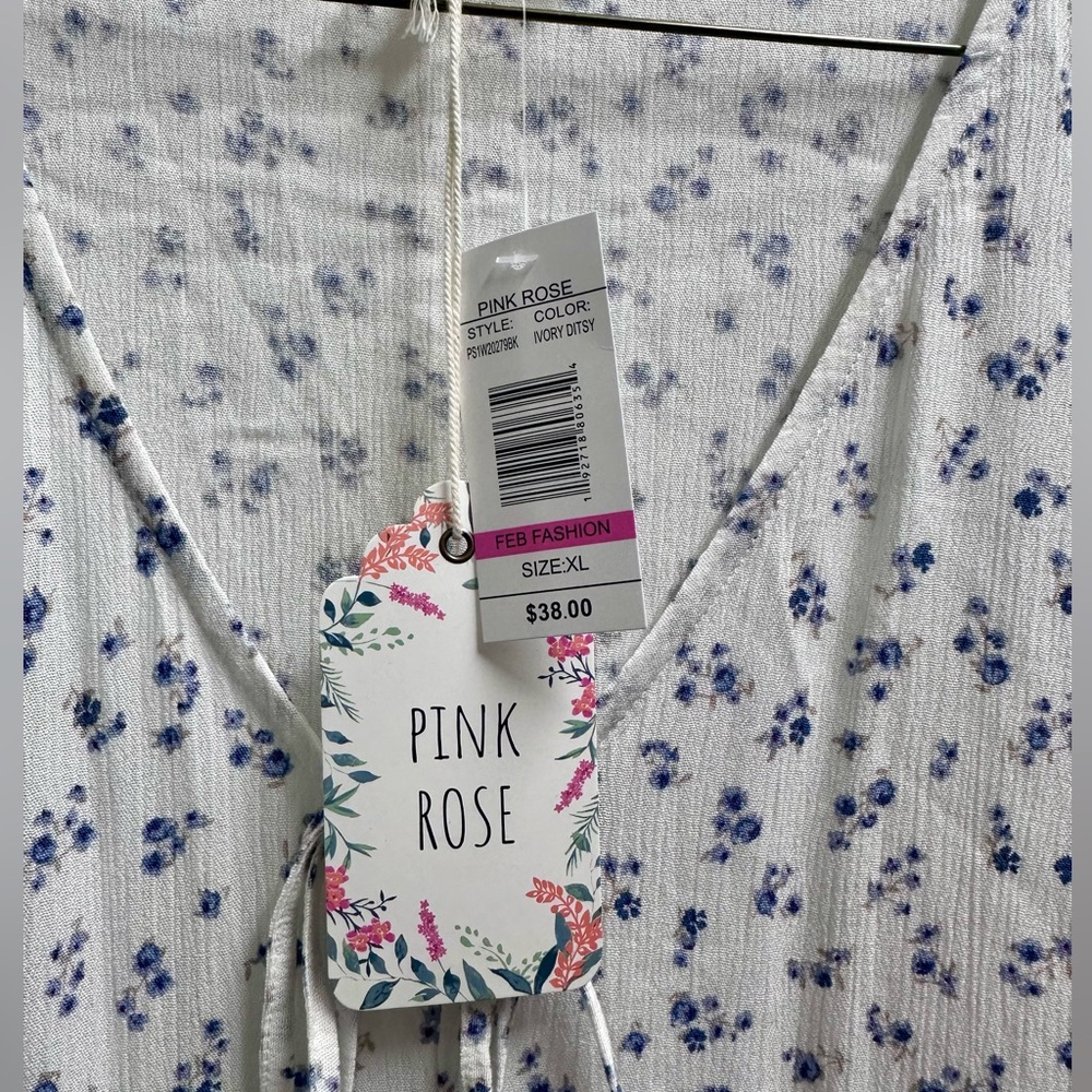 Pink Rose Ivory Floral Peplum Blouse – Size XL (NWT). - Picture 4 of 4